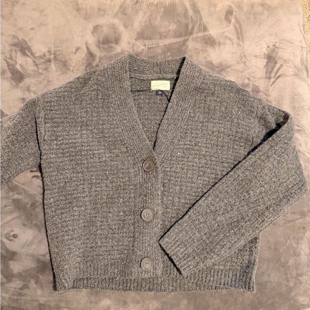 Universal Thread Chunky Button-Up V-Neck Cardigan - Gray